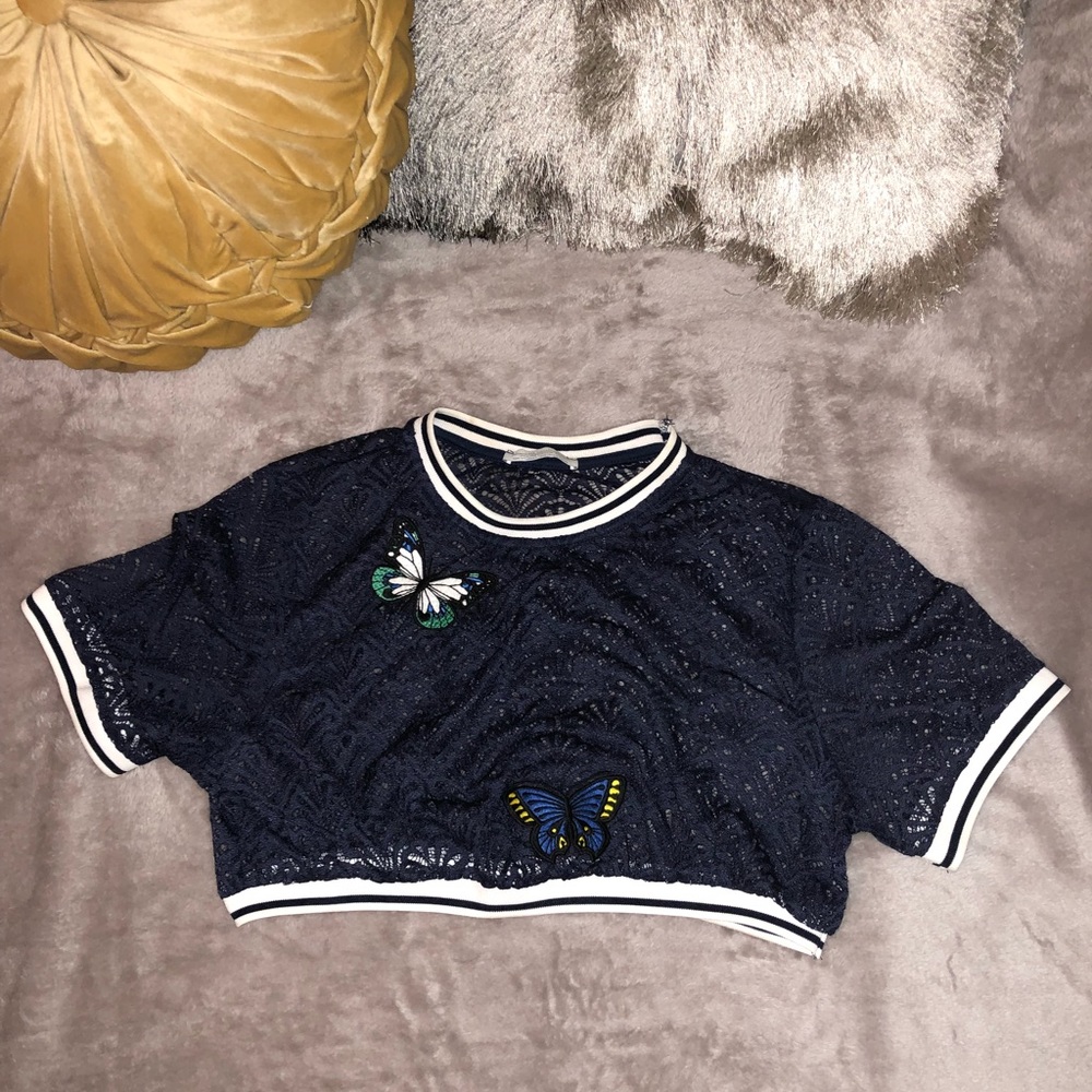 Zara Lace Blue Crop Top